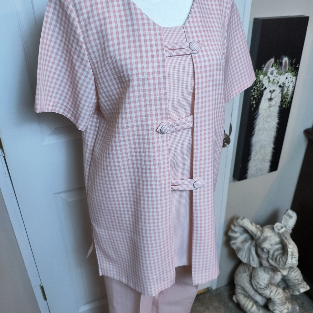 Vintage Willow Ridge Cottagecore modest Pink Gingham 2 Piece Set Size 8 - Picture 2 of 13